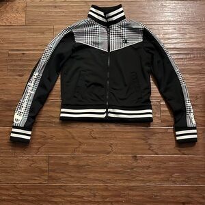 Champion Cropped Houndstooth Cropped Track Jacket with Logo Size XS
